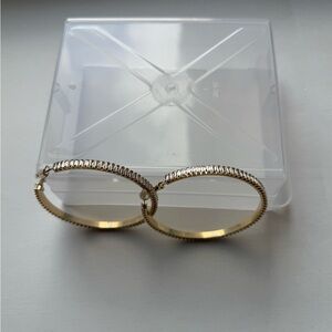 Gold Plated Stainless Steel Cubic Zirconia Hoop Earrings